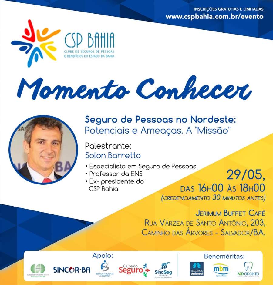 CSP-Bahia promove Momento Conhecer sobre Seguro de Pessoas na próxima terça (29)