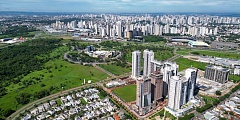  Imagem aérea mostra a região ao lado da GO 020 em pleno desenvolvimento. Complexo residencial Europark está sendo implantado nas proximidades do Paço Municipal, sede da Alego e Parque do Cerrado - Divulgação
