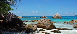 Anse Lazio, praia localizada na Ilha de Praslin, nas Seychelles