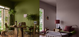  Cores do Ano 2026 da Suvinil — Cipó da Amazônia (à esquerda) e Tempestade (à direita) - Foto: André Klotz; e Cores do Ano 2026 da Suvinil — Cipó da Amazônia (à esquerda) e Tempestade (à direita)Foto: André Klotz