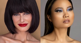 Em alta, o corte Trinity, inspirado em Matrix, combinado com sombra cinza e batom vermelho cria contraste marcante, destacando cada elemento sem sobrecarregar a maquiagem; e Na passarela de setembro da New York Fashion Week, tons como roxo, violeta, azul e cinza se destacaram. Essas cores trazem uma mistura de feminilidade expressiva com um toque clássico  - Crédito: Divulgação 