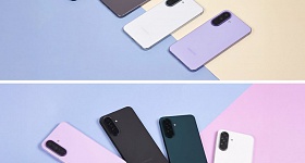(De cima para baixo) Galaxy A57 5G e Galaxy A37 5G disponível em ampla variedade de cores | Imagem meramente ilustrativa