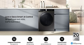 Lava e Seca Smart AI Control WD13FG, da Samsung. Imagem meramente ilustrativa.