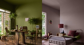  Cores do Ano 2026 da Suvinil — Cipó da Amazônia (à esquerda) e Tempestade (à direita) - Foto: André Klotz; e Cores do Ano 2026 da Suvinil — Cipó da Amazônia (à esquerda) e Tempestade (à direita)Foto: André Klotz