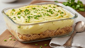 Escondidinho de frango com batata inglesa feito com leite desnatado é uma opção mais adequada para dietas de défcit calórico - Divulgação