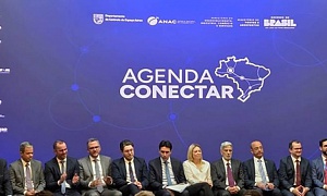     Representantes do MPor e autoridades do setor aeroviário durante lançamento da Agenda ConcetAR, em Brasília (DF). Foto: Divulgação/CNseg