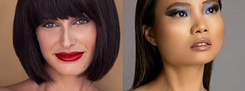 Em alta, o corte Trinity, inspirado em Matrix, combinado com sombra cinza e batom vermelho cria contraste marcante, destacando cada elemento sem sobrecarregar a maquiagem; e Na passarela de setembro da New York Fashion Week, tons como roxo, violeta, azul e cinza se destacaram. Essas cores trazem uma mistura de feminilidade expressiva com um toque clássico  - Crédito: Divulgação 