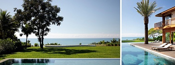 O jardim foi pensado para preservar o protagonismo do litoral, criando uma leitura leve e contemplativa. Paisagismo do escritório Depieri Paisagismo, arquitetura de DB Arquitetos e fotos de MCA Estúdio