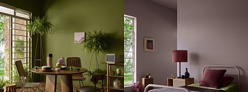  Cores do Ano 2026 da Suvinil — Cipó da Amazônia (à esquerda) e Tempestade (à direita) - Foto: André Klotz; e Cores do Ano 2026 da Suvinil — Cipó da Amazônia (à esquerda) e Tempestade (à direita)Foto: André Klotz