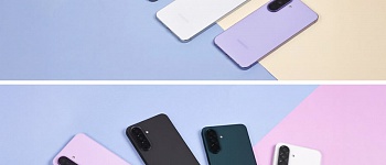 (De cima para baixo) Galaxy A57 5G e Galaxy A37 5G disponível em ampla variedade de cores | Imagem meramente ilustrativa