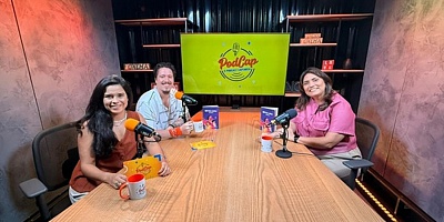 A partir da esquerda, Carolina Ferreira, Pedro Marcelino e Valeria Chaves