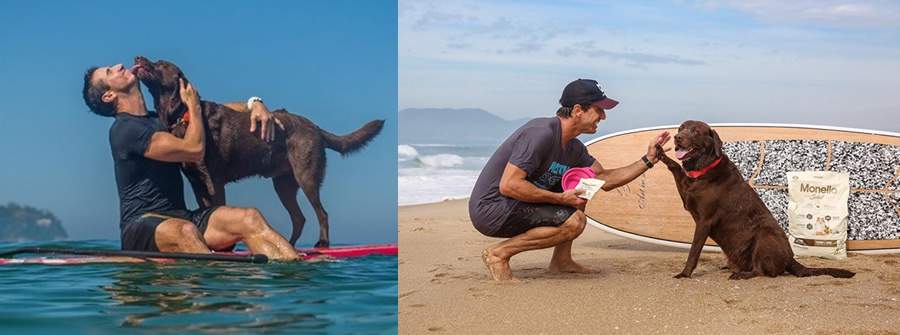 Nutrire e cão surfista: parceria de alta performance pelo meio ambiente