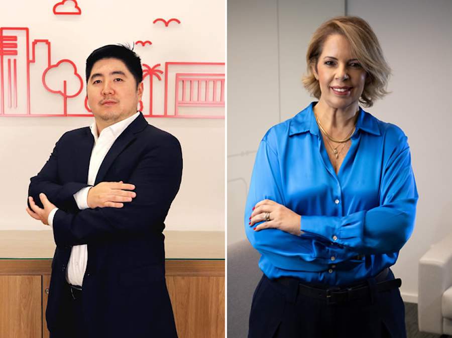 Ivo Kanashiro, superintendente de sustentabilidade da MAPFRE; e Ana Claudia Calil, diretora comercial da MAWDY. (Imagem em alta resolu&ccedil;&atilde;o no rodap&eacute;)