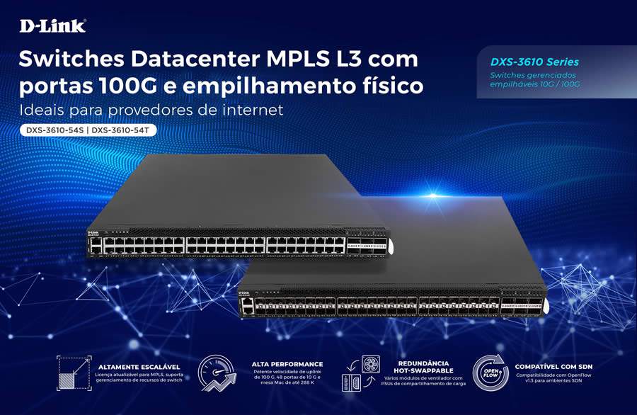 DXS-3610 com 3 camadas 10G de Gerenciamento de Switches