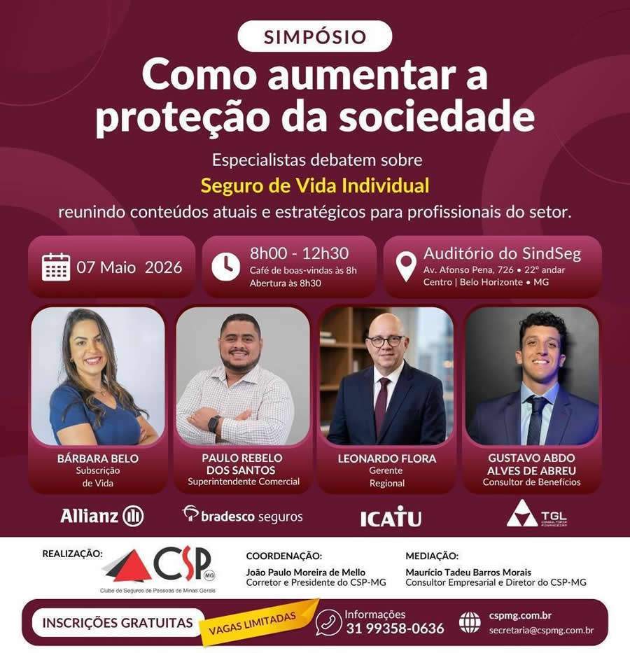 Seguro de Vida Individual &eacute; tema de simp&oacute;sio promovido pelo CSP-MG