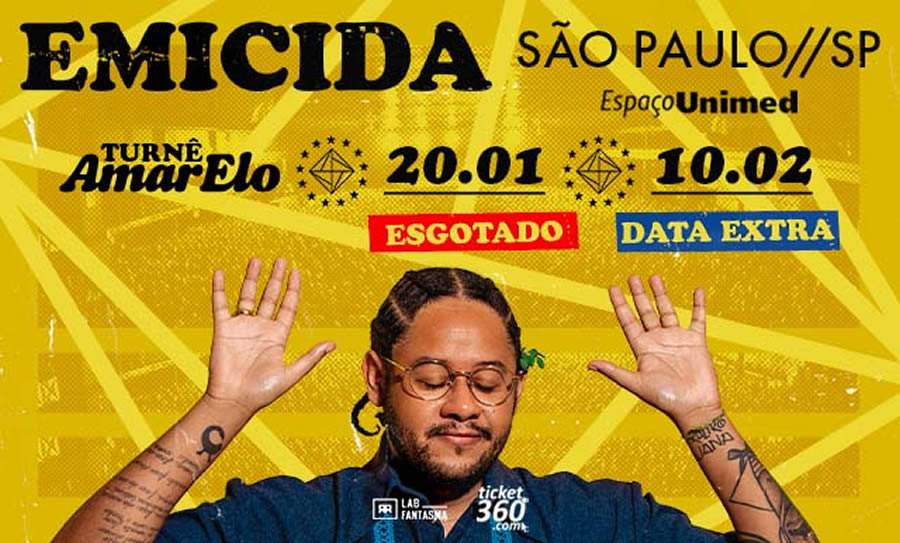 Emicida anuncia data extra do show de AmarElo no Espa&ccedil;o Unimed, em S&atilde;o Paulo