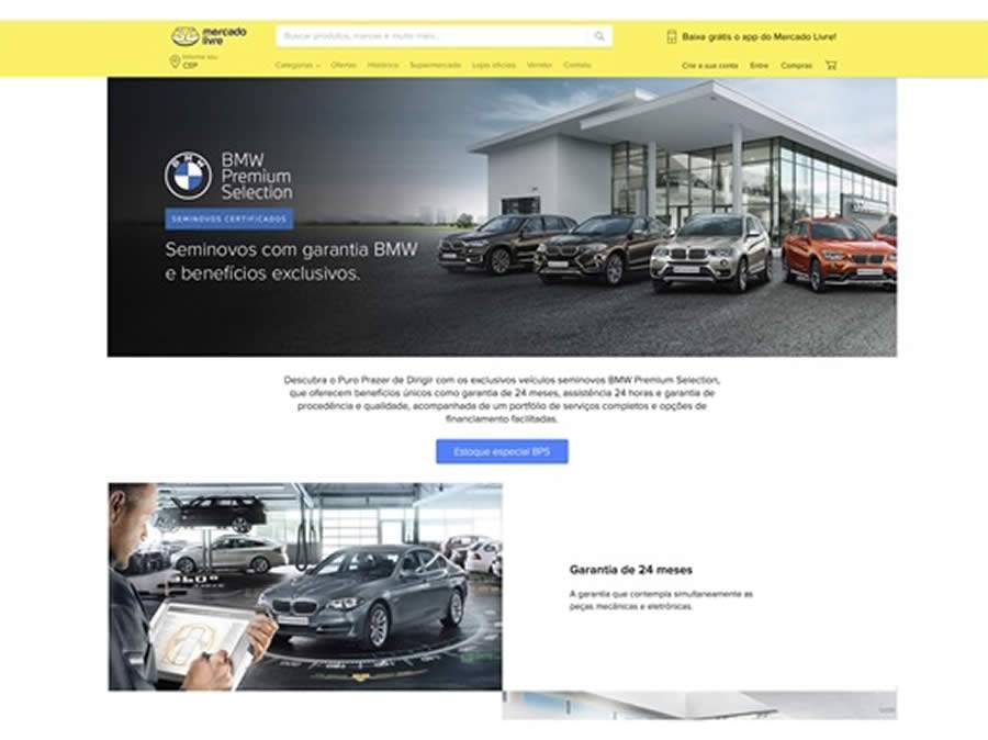 BMW Group Brasil abre a primeira loja oficial de ve&iacute;culos no Mercado Livre