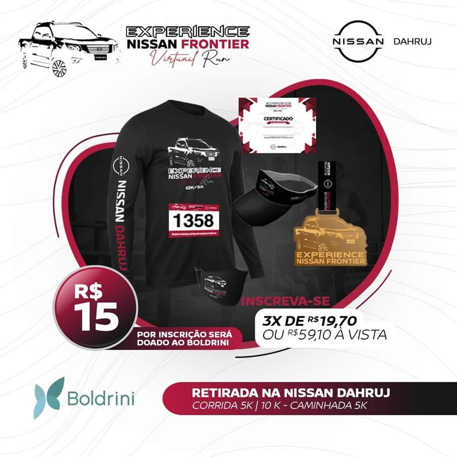Abertas as inscri&ccedil;&otilde;es para Corrida Virtual Experience Nissan Frontier com parte da renda revertida ao Boldrini