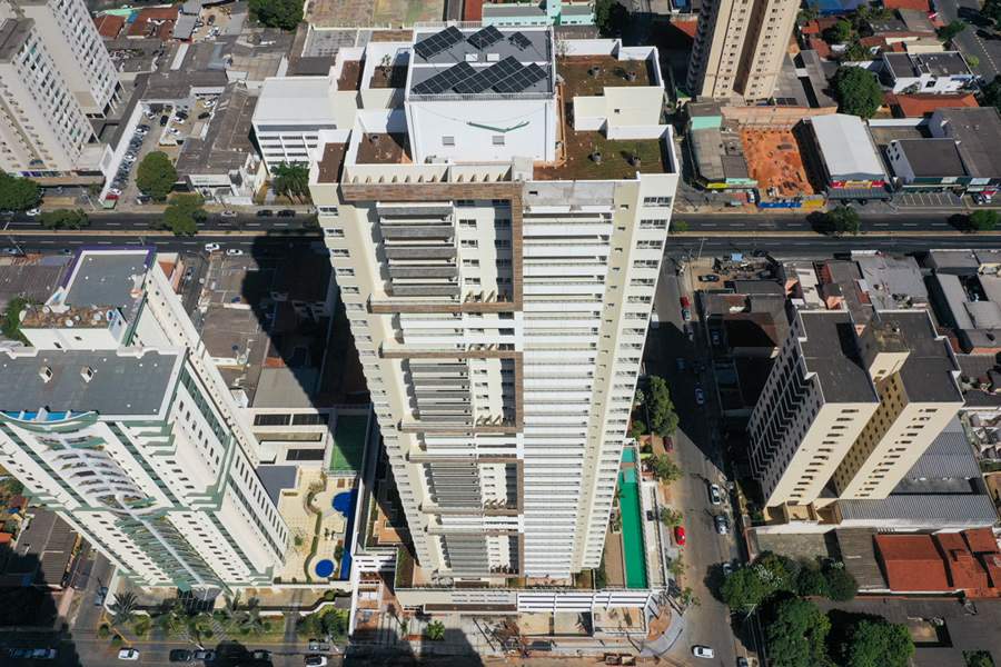 Detalhe das placas solares que comp&otilde;em a usina fotovoltaica do Gaia - Divulga&ccedil;&atilde;o