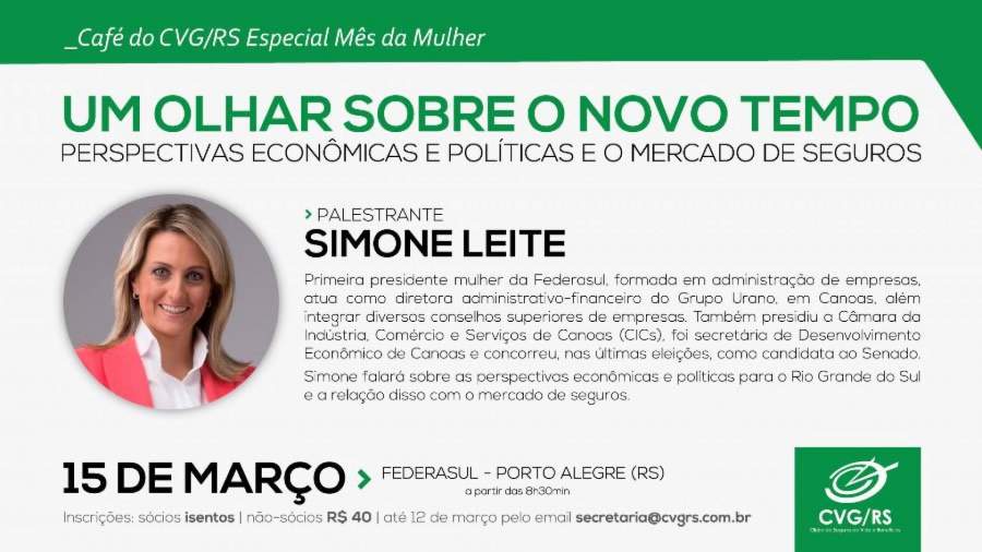 Simone Leite ser&aacute; a palestrante do primeiro Caf&eacute; do CVG RS de 2019