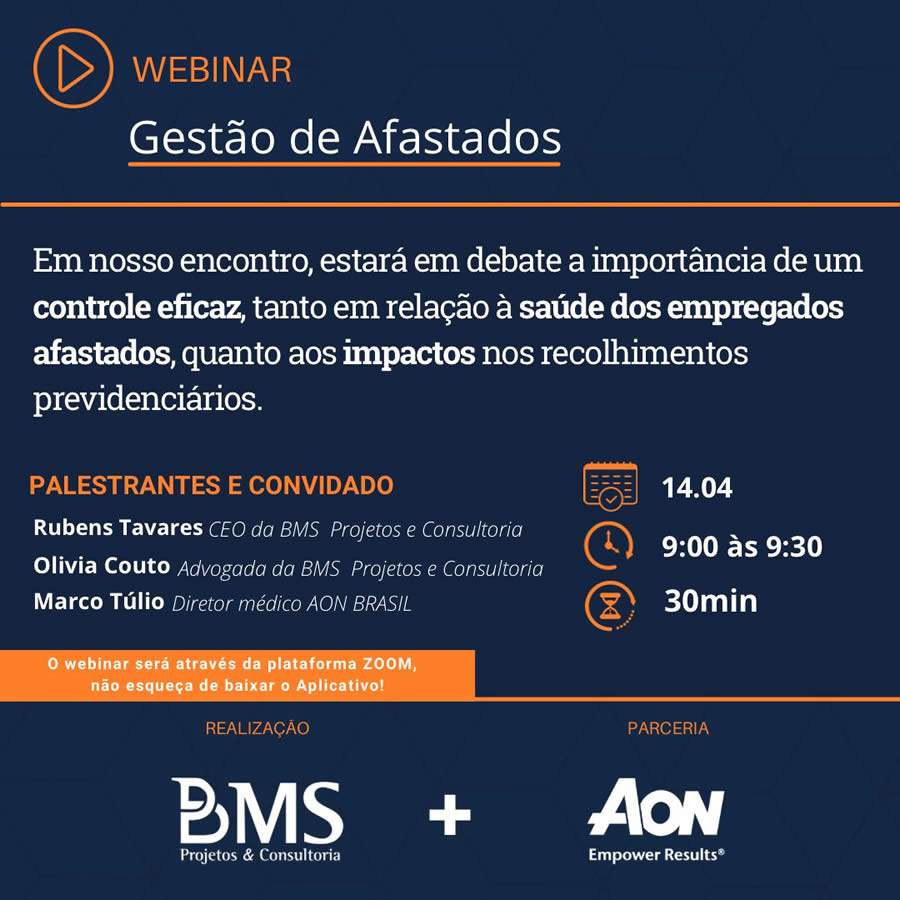 BMS e AON Brasil debatem no próximo dia 14 a importância da Gestão de Afastados nas empresas