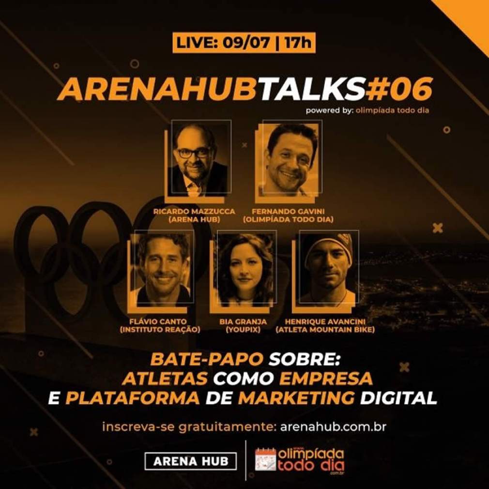 Em live, Arena Hub Talks 6# promove bate papo sobre Atletas como empresa e marketing digital