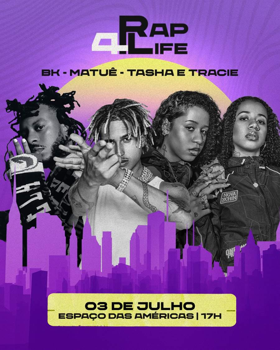 Espa&ccedil;o das Am&eacute;ricas recebe "Rap4Life" no dia 3 Julho