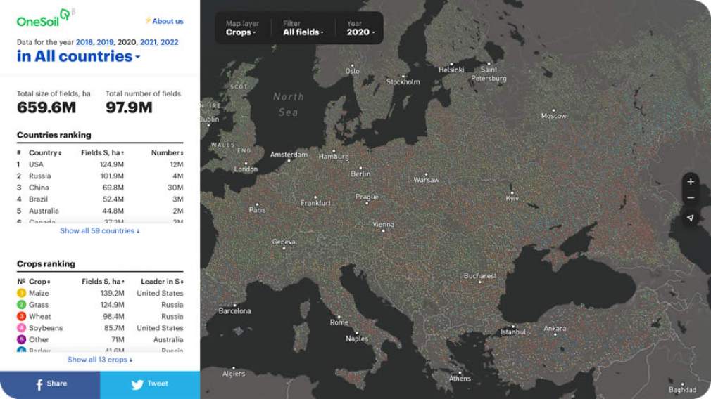 OneSoil Map para a Europa