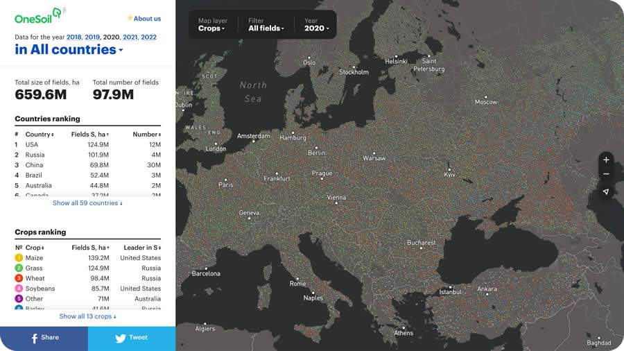 OneSoil Map para a Europa
