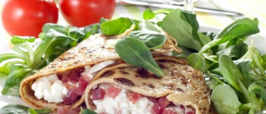 Crepe rápido de creme de emmental e presunto de Parma