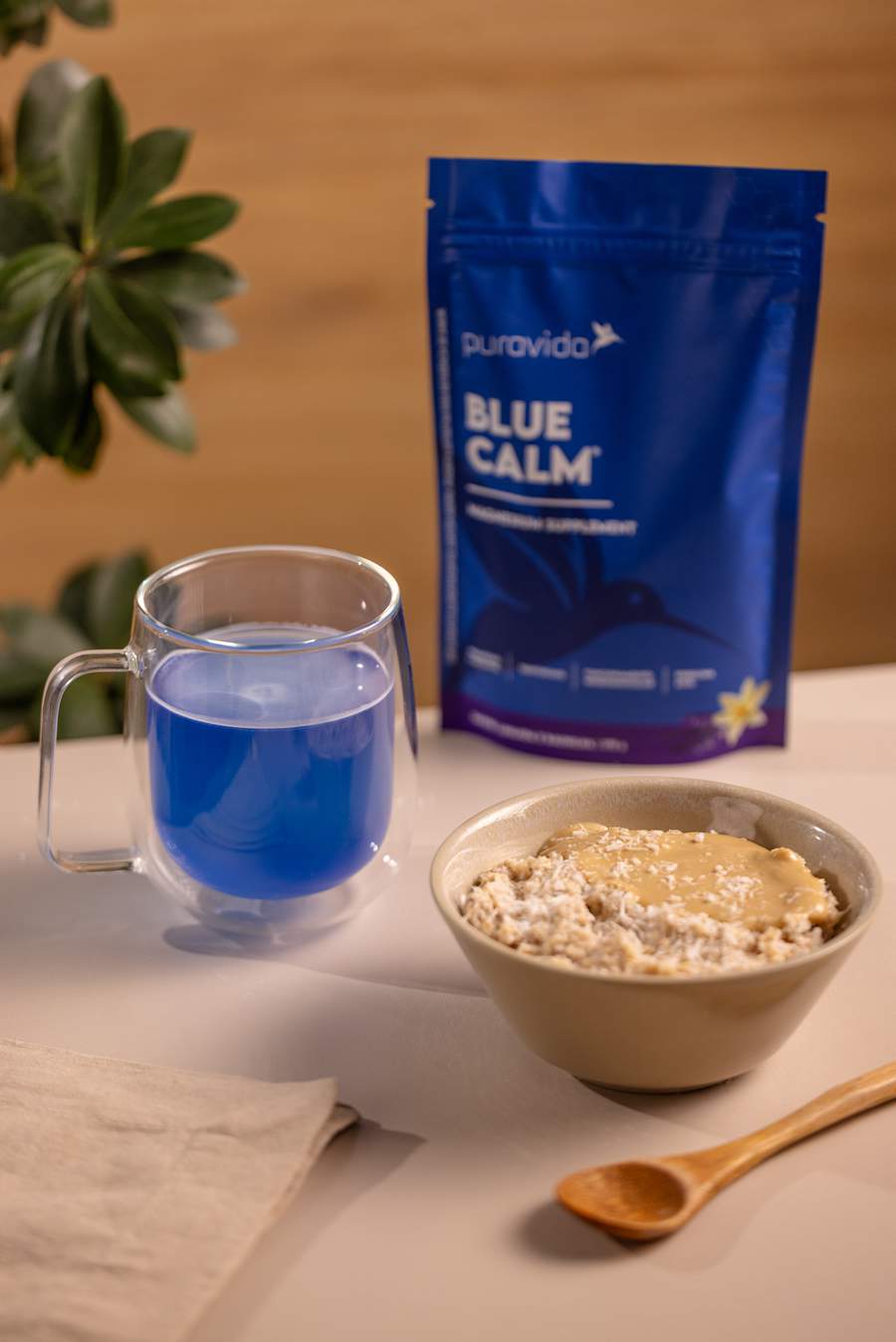 Lanche noturno: Mingau com Blue Calm