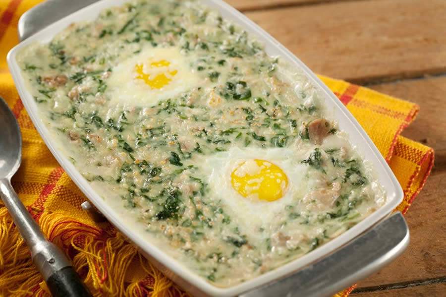 Gratinado de espinafre e atum