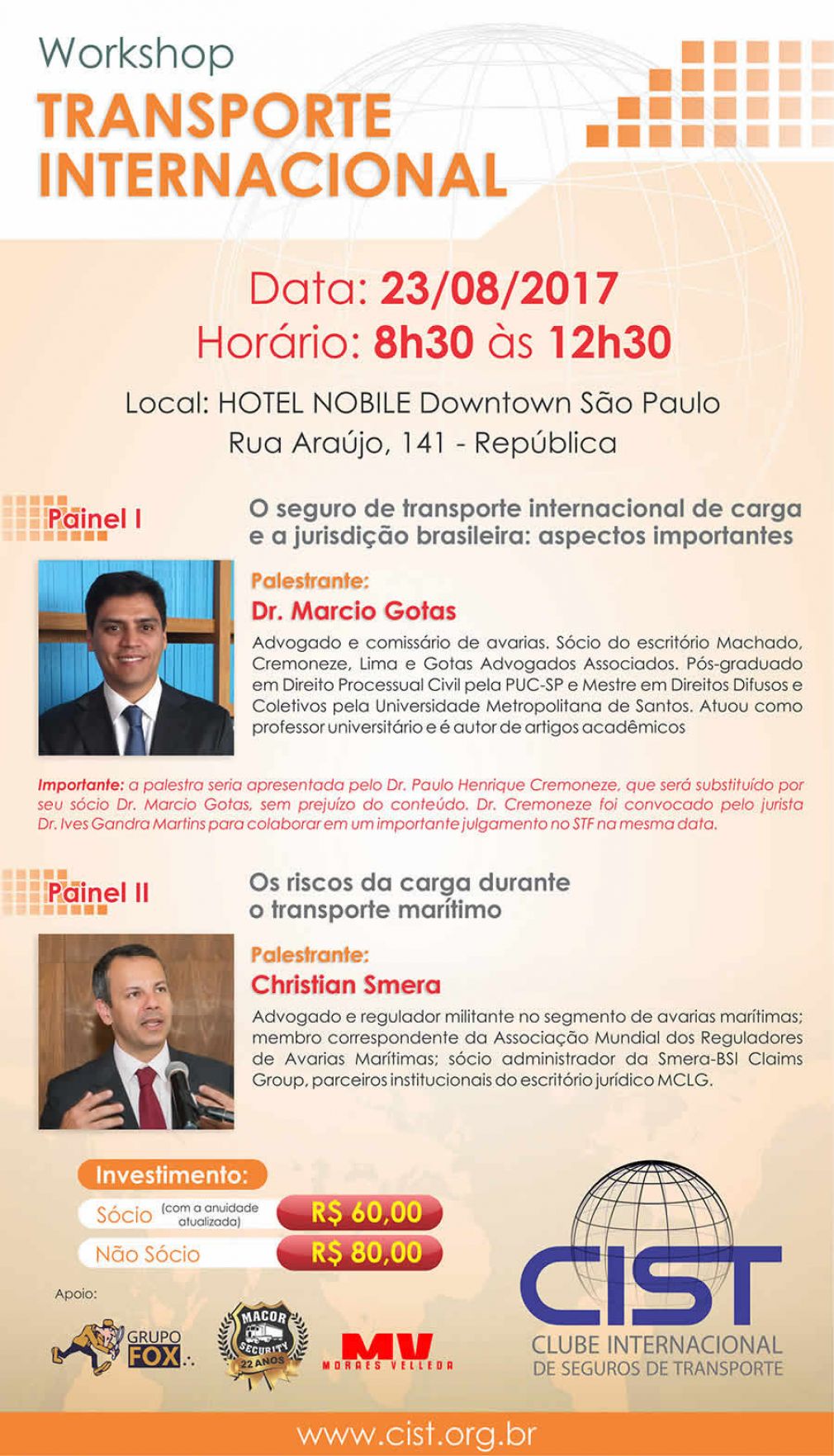 CIST - Encontro de Neg&oacute;cios | Workshop: Transporte Internacional - 23/08/17