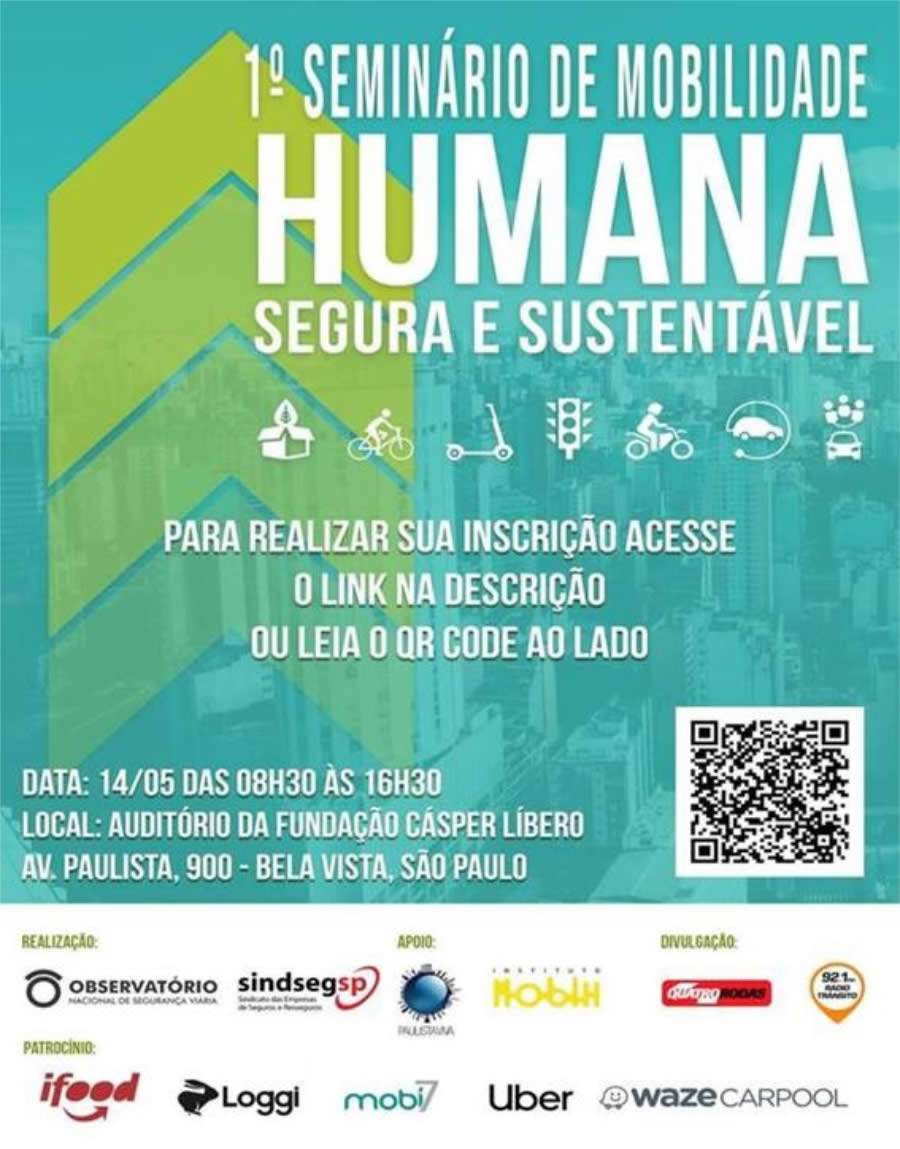 1º Seminário de Mobilidade Humana, Segura e Sustentável acontece dia 14 de maio, em SP