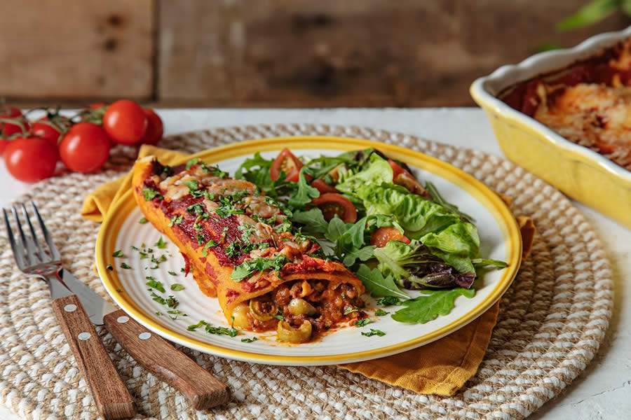 Receita de panqueca de carne com Azeitonas Gallo Verdes Fatiadas
