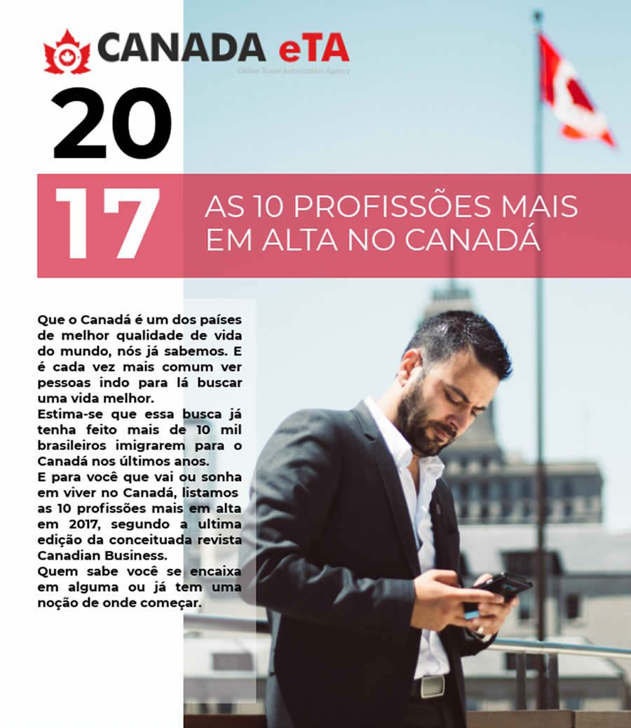 Infogr&aacute;fico As 10 profiss&otilde;es mais em alta no Canad&aacute; em 2017