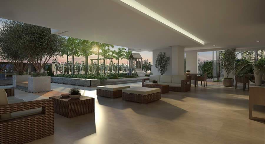 Grandes praças internas de convivência é importante elemento que agrega mais bem-estar nos empreendimentos - Divulgação