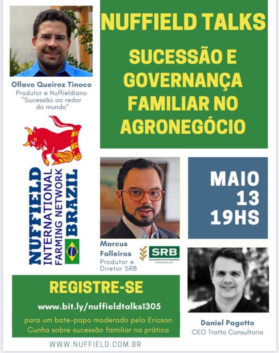 É hoje. Nuffield Brasil discute “Sucessão e Governança Familiar” em webinar, às 19h