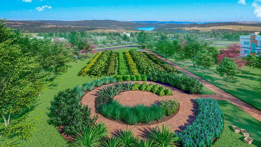 Swales, que s&atilde;o valas cavadas no solo para direcionar, coletar e infiltrar as &aacute;guas pluviais, obedecendo as curvas de n&iacute;vel - Divulga&ccedil;&atilde;o