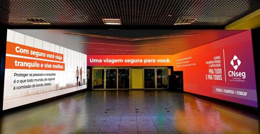 Mock up da ativa&ccedil;&atilde;o da campanha &ldquo;Seguros. Pra Tudo e Pra Todos&rdquo; no aeroporto de Congonhas (SP)