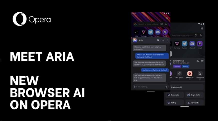 Aria, nova IA nativa do navegador Opera One, agora está disponível para todos os usuários do Android