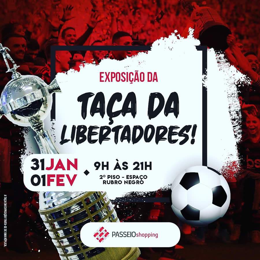 Troféu da Libertadores do Mengão em exposição no Passeio Shopping 31 de janeiro e 1 de fevereiro