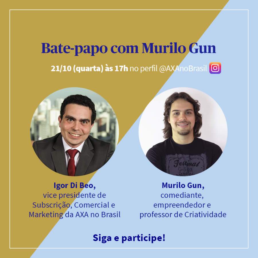Murilo Gun é o convidado da próxima live da AXA no Brasil