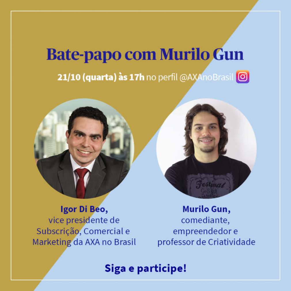 Murilo Gun é o convidado da próxima live da AXA no Brasil