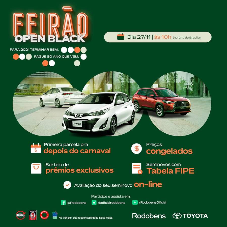 Rodobens realiza Feir&atilde;o Open Black de ve&iacute;culos Toyota