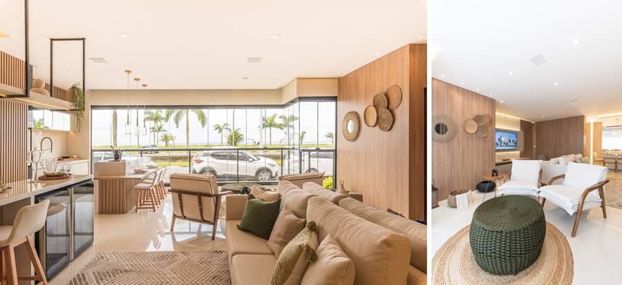 M&oacute;veis e objetos de madeira ou sisal adicionam leveza e eleg&acirc;ncia com sua est&eacute;tica artesanal. Neste living, a arquiteta Cinthia Claro explorou a leveza dos materiais naturais no mobili&aacute;rio e na decora&ccedil;&atilde;o | Fotos: Erika Waldmann