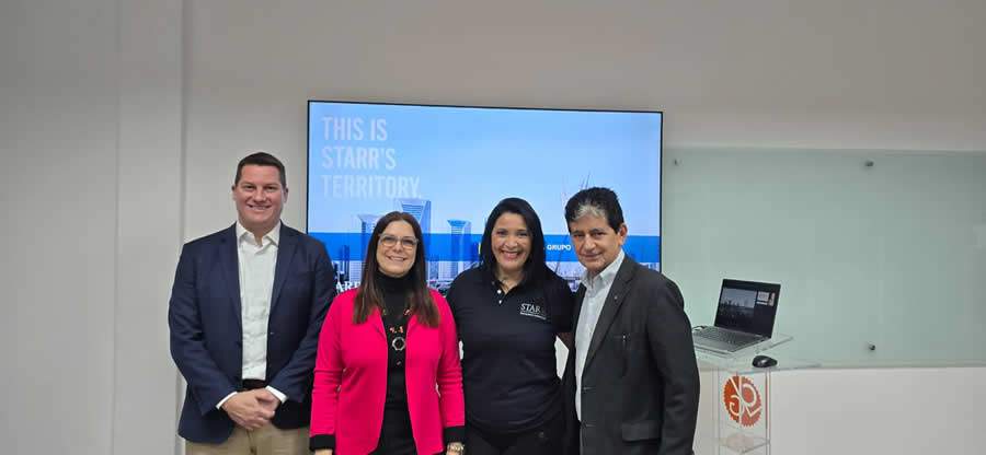 Da esquerda para direita: Eduardo Salgado, Head commercial A&amp;H da Starr Insurance; Sonia Marra, presidente do CVG-RJ; Luciana Maio, Commercial manager A&amp;H da Starr Insurance e Wellington Costa, diretor adjunto do CVG-RJ – Foto: Divulgação