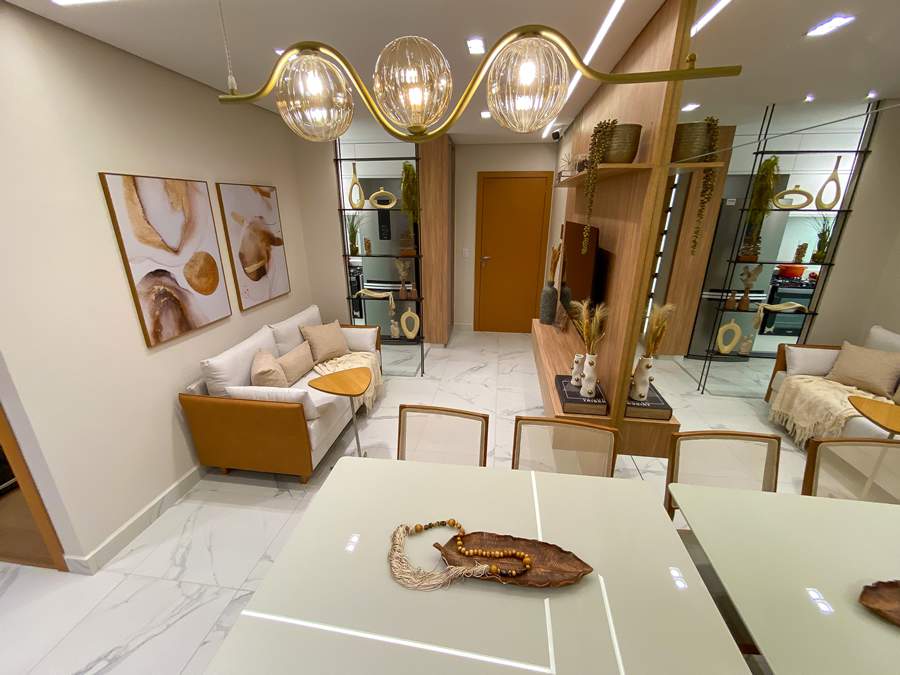 Apartamento decorado Golden Ville da MRV - Meia 2 Produções