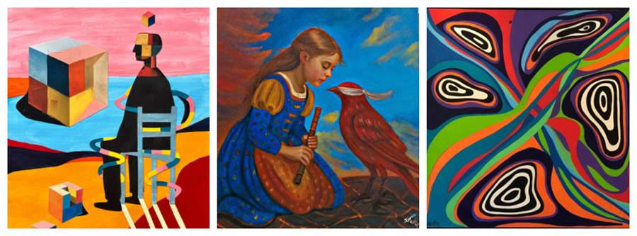 Fluir de Mariana Gadelha; O Observador de Gilberto Amaral; e O Canto da Terra, de Tássia Reis (crédito: Divulgação/Nome do artista)