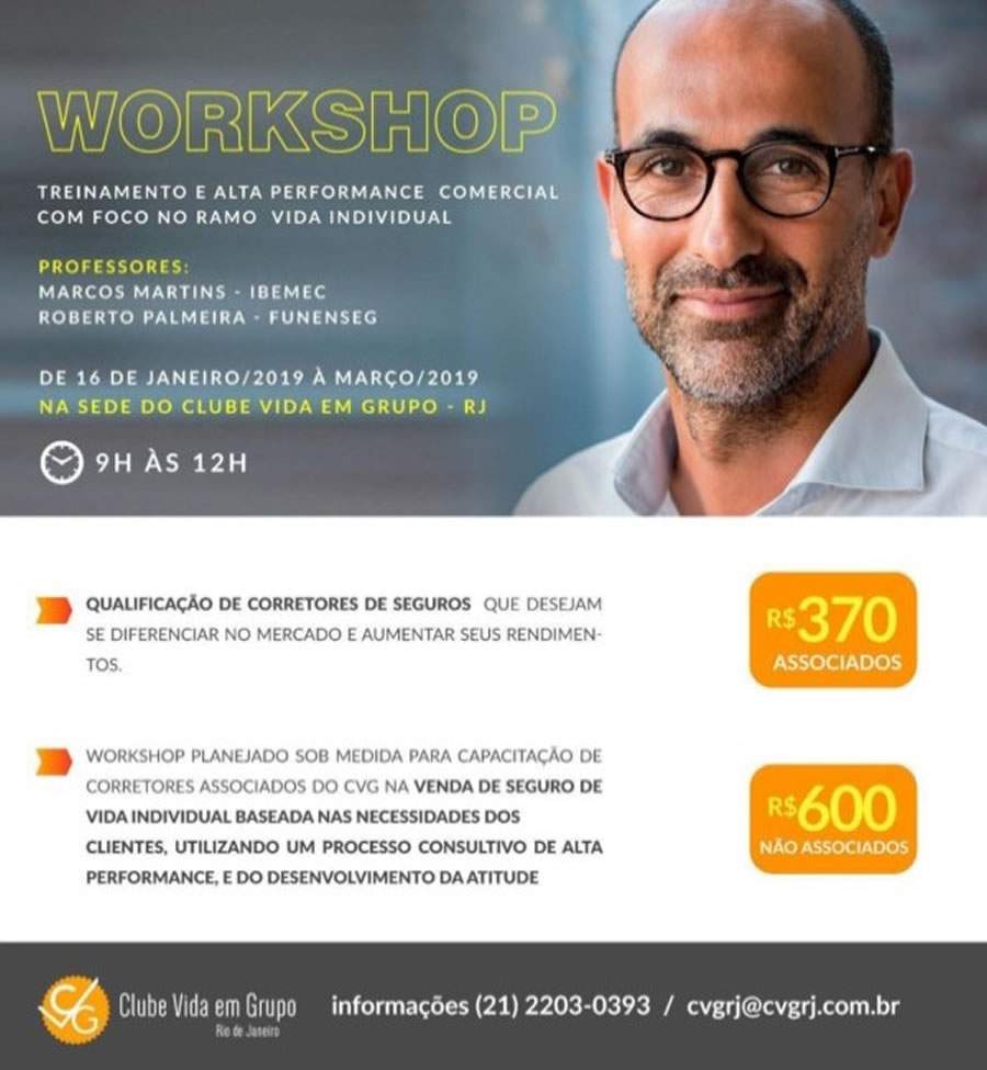 Inscri&ccedil;&otilde;es abertas para Workshop de Vida Individual do CVG-RJ